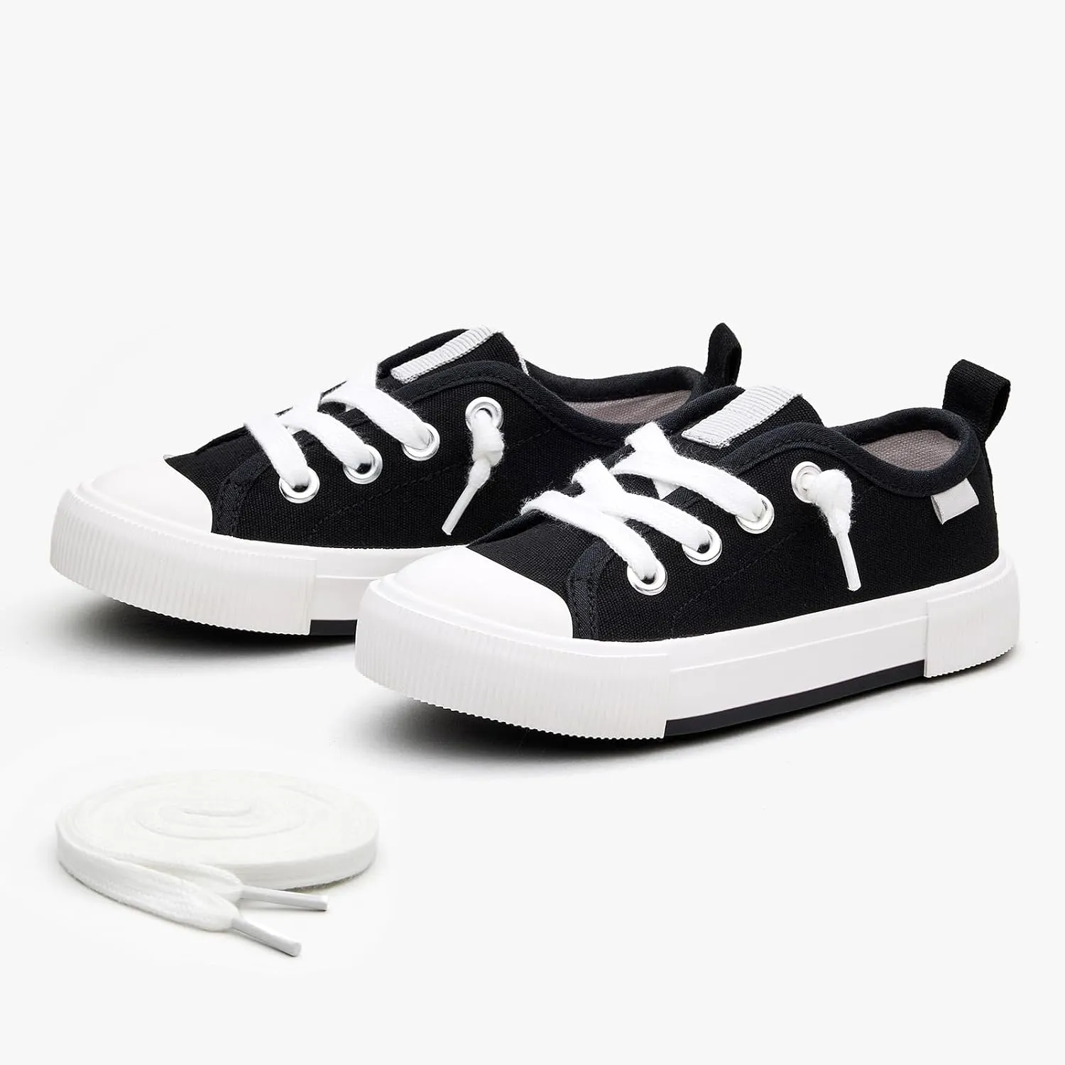 Weestep Kids' Cotton Slip-On Canvas Sneakers - Fashion Casual Shoes with Optional Laces for Girls, Boys, Toddler and Little Kid