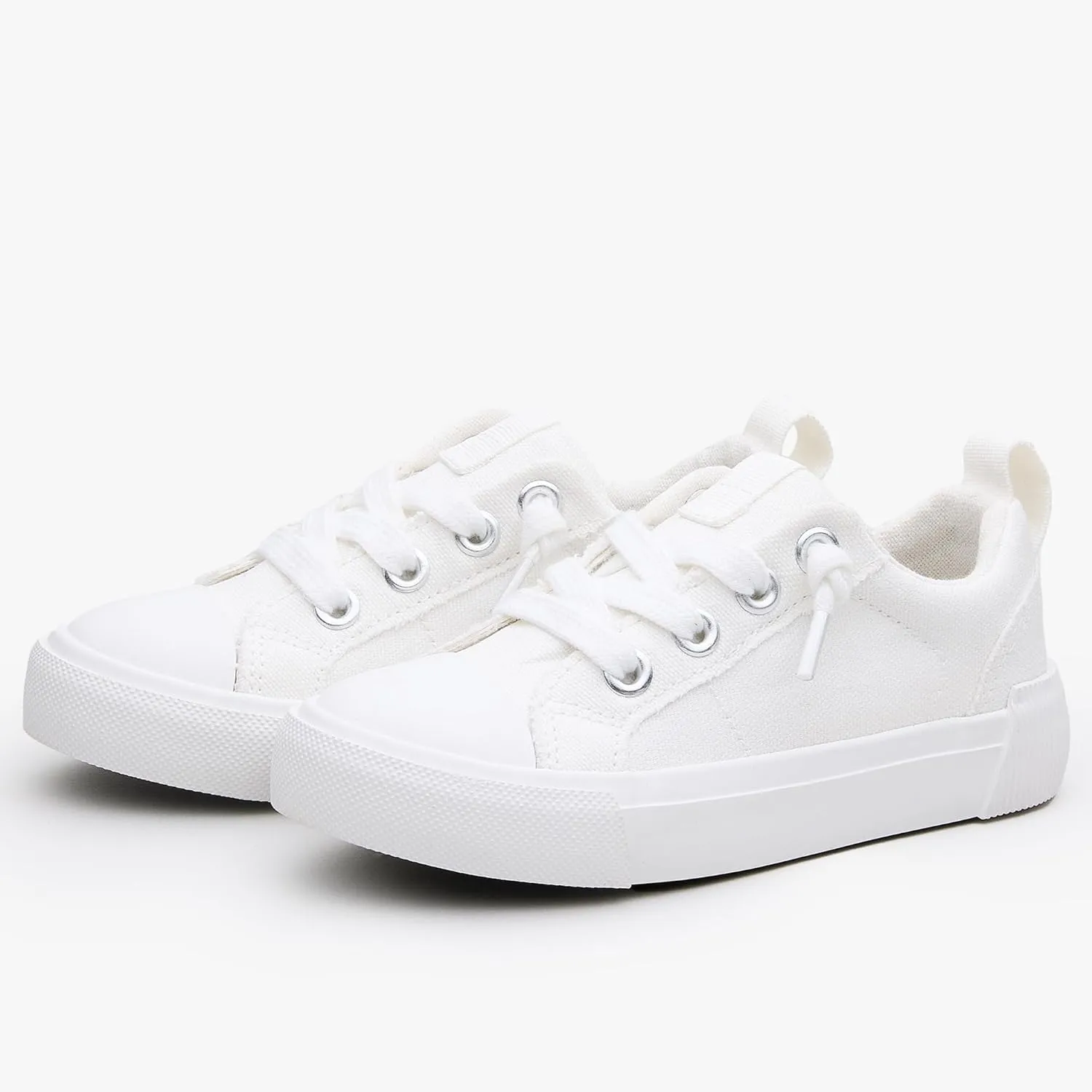 Weestep Kids' Cotton Slip-On Canvas Sneakers - Frayed-Seam Casual Shoes with Optional Laces for Boys and Girls