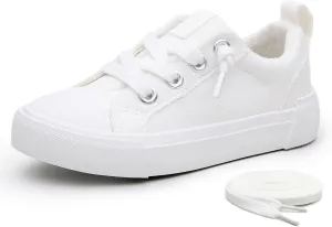 Weestep Kids' Cotton Slip-On Canvas Sneakers - Frayed-Seam Casual Shoes with Optional Laces for Boys and Girls