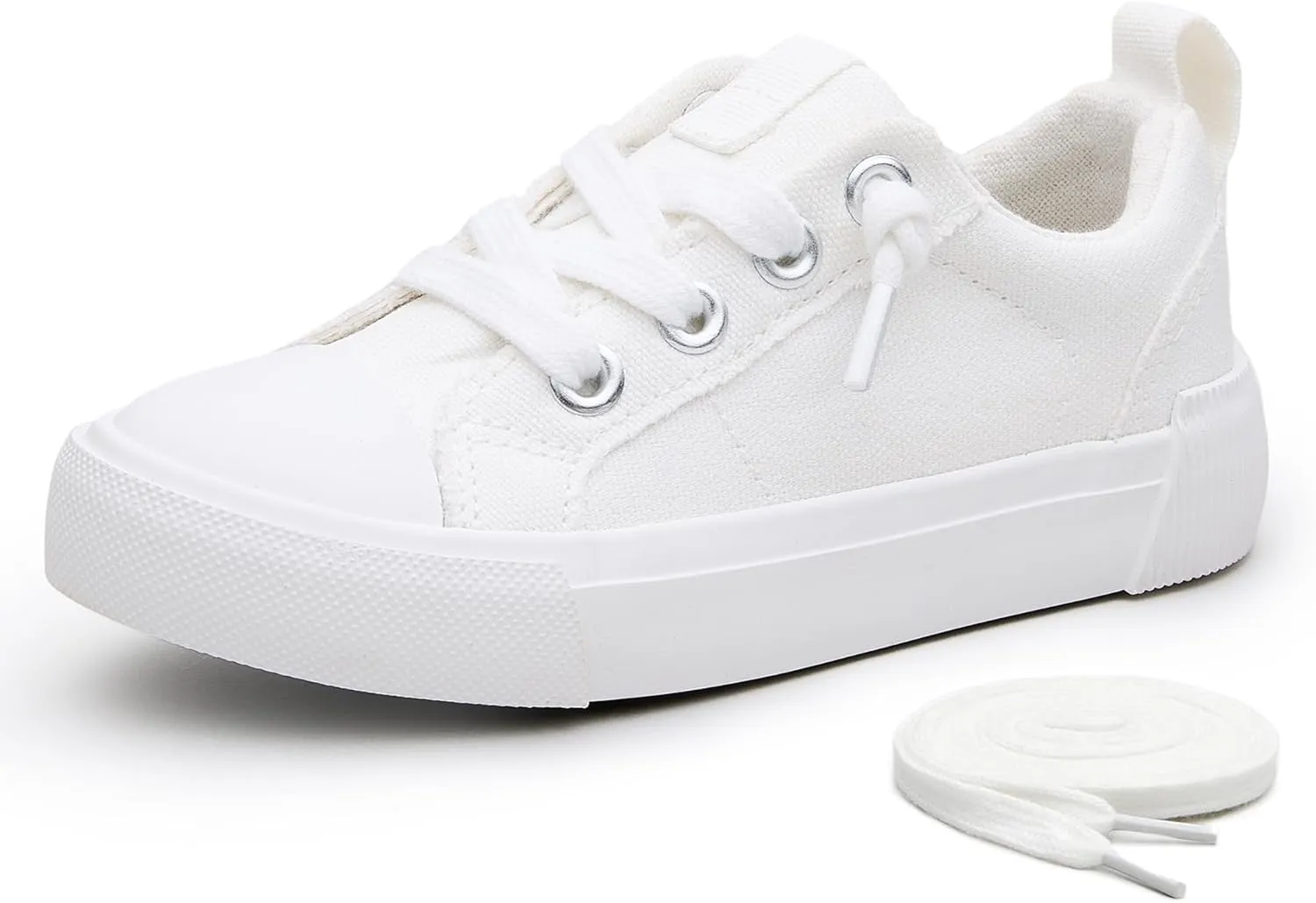 Weestep Kids' Cotton Slip-On Canvas Sneakers - Frayed-Seam Casual Shoes with Optional Laces for Boys and Girls