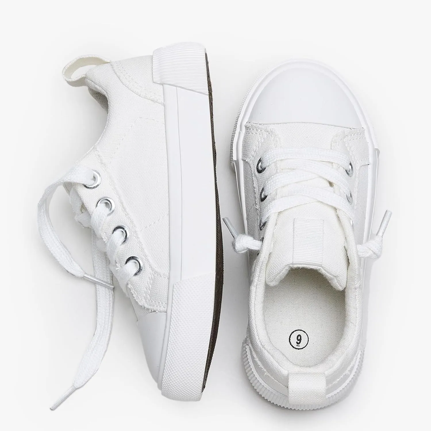 Weestep Kids' Cotton Slip-On Canvas Sneakers - Frayed-Seam Casual Shoes with Optional Laces for Boys and Girls