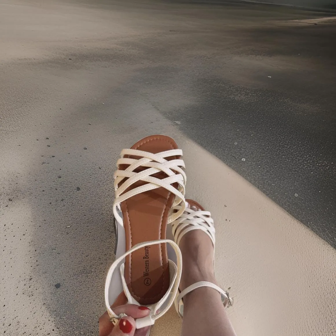 Women Casual Flat Strappy Sandals w/Ankle Straps