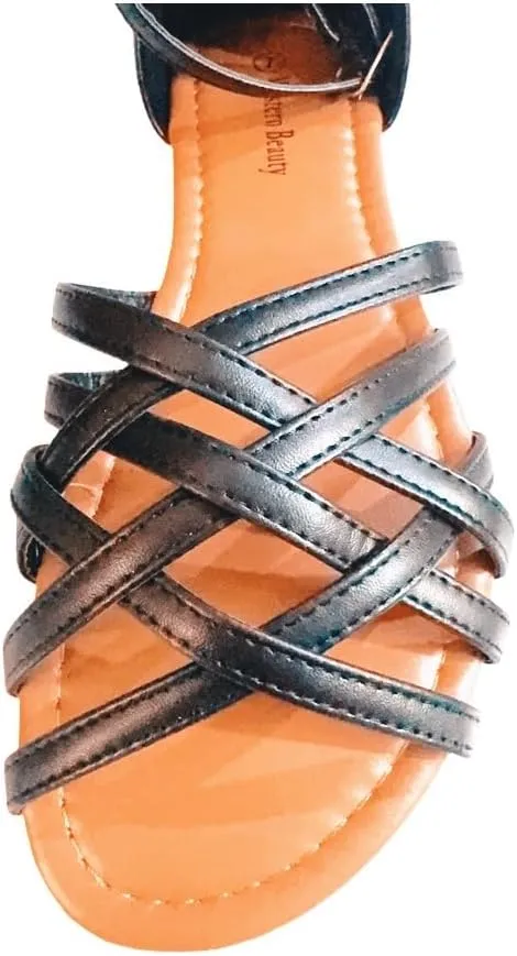 Women Casual Flat Strappy Sandals w/Ankle Straps