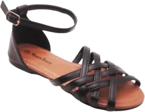 Women Casual Flat Strappy Sandals w/Ankle Straps