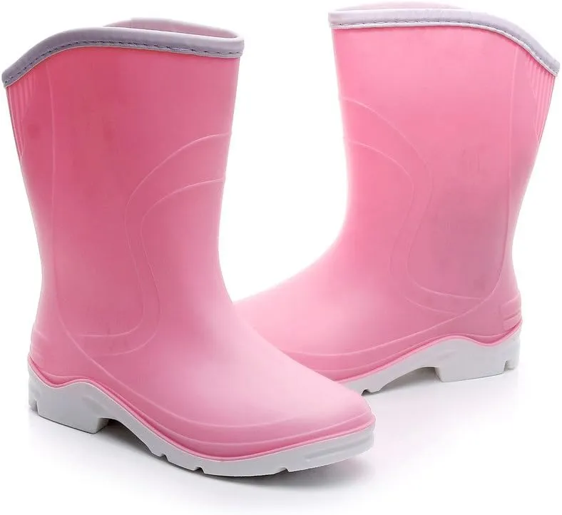 Women Half Calf Ankle Rubber Rainboots 2 Color Waterproof Boots for Garden Rain Round Toe Rainboots