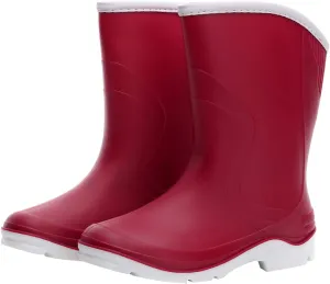 Women Half Calf Ankle Rubber Rainboots 2 Color Waterproof Boots for Garden Rain Round Toe Rainboots