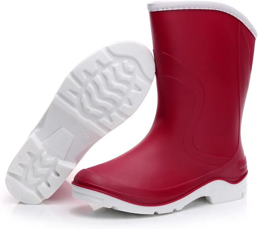 Women Half Calf Ankle Rubber Rainboots 2 Color Waterproof Boots for Garden Rain Round Toe Rainboots