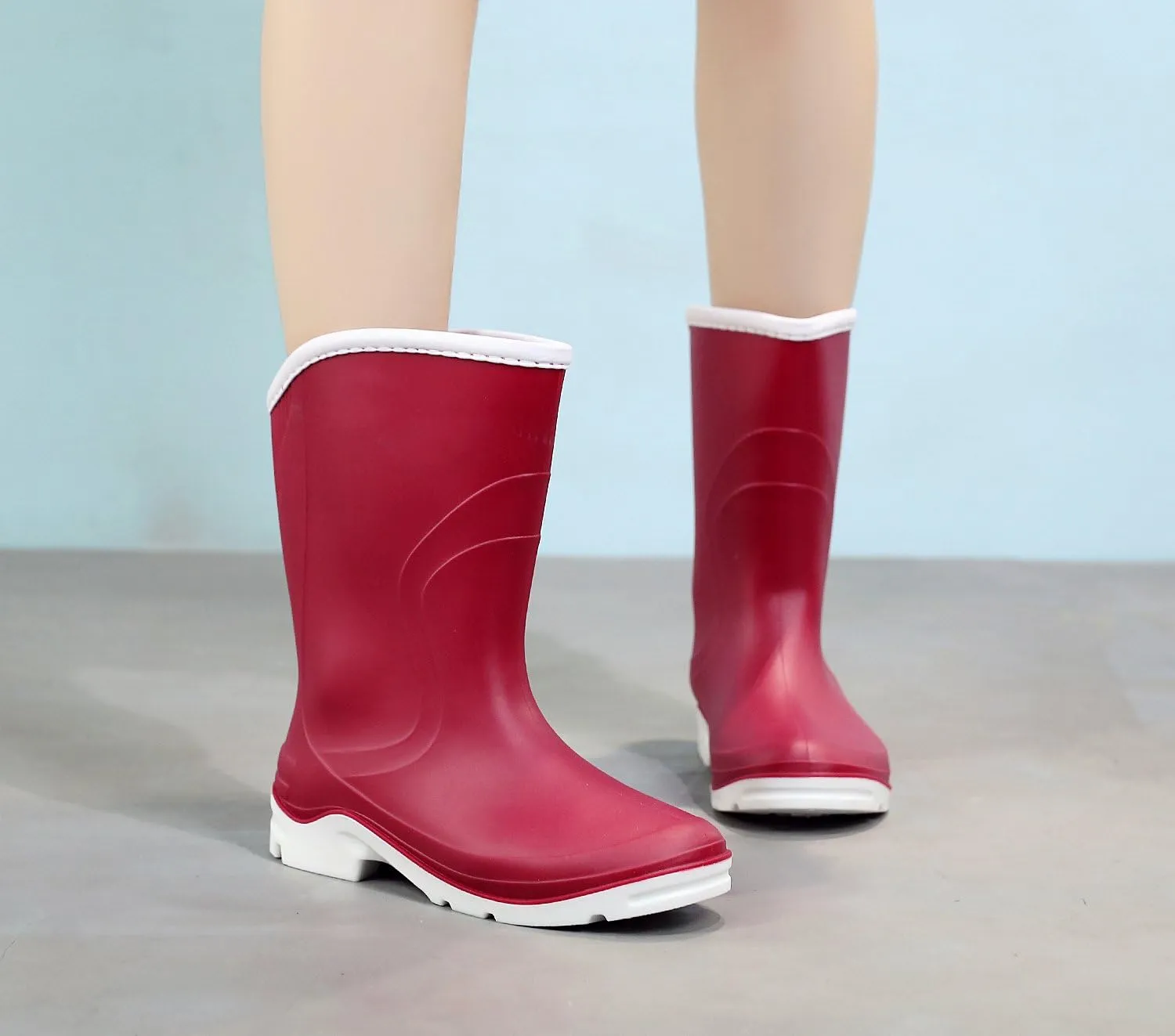 Women Half Calf Ankle Rubber Rainboots 2 Color Waterproof Boots for Garden Rain Round Toe Rainboots