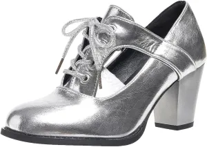 Women High Heel Boots Fashionable New Pattern Vintage Chunky Heeled Metallic Lace Up Shoes Funky Womens Sandals 8w