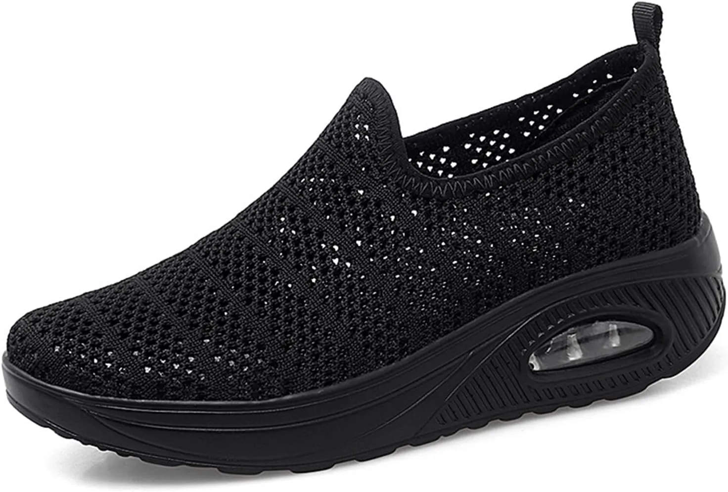 Women Knit Orthopedic Platform Loafers Breathable Mesh Slip-On Arch Support Walking Wedge Nurse Shoes Diabetic Air-Cushion Non-Slip Flat Boat Shoes