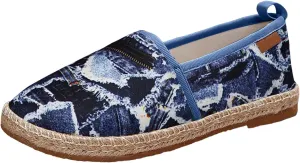 Women Loafers Straw Braid Round Toe Casual Slip On Fisherman's Shoes Ladies Comfort Low Top Slip On
