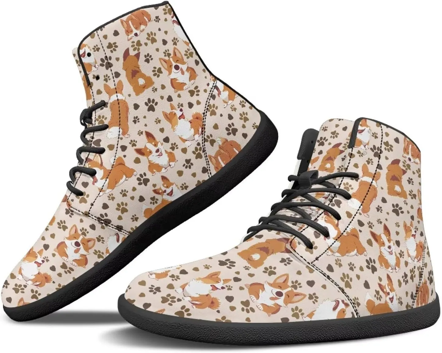 Women Men Running Shoes High Top Barefoot Sneakers Leather