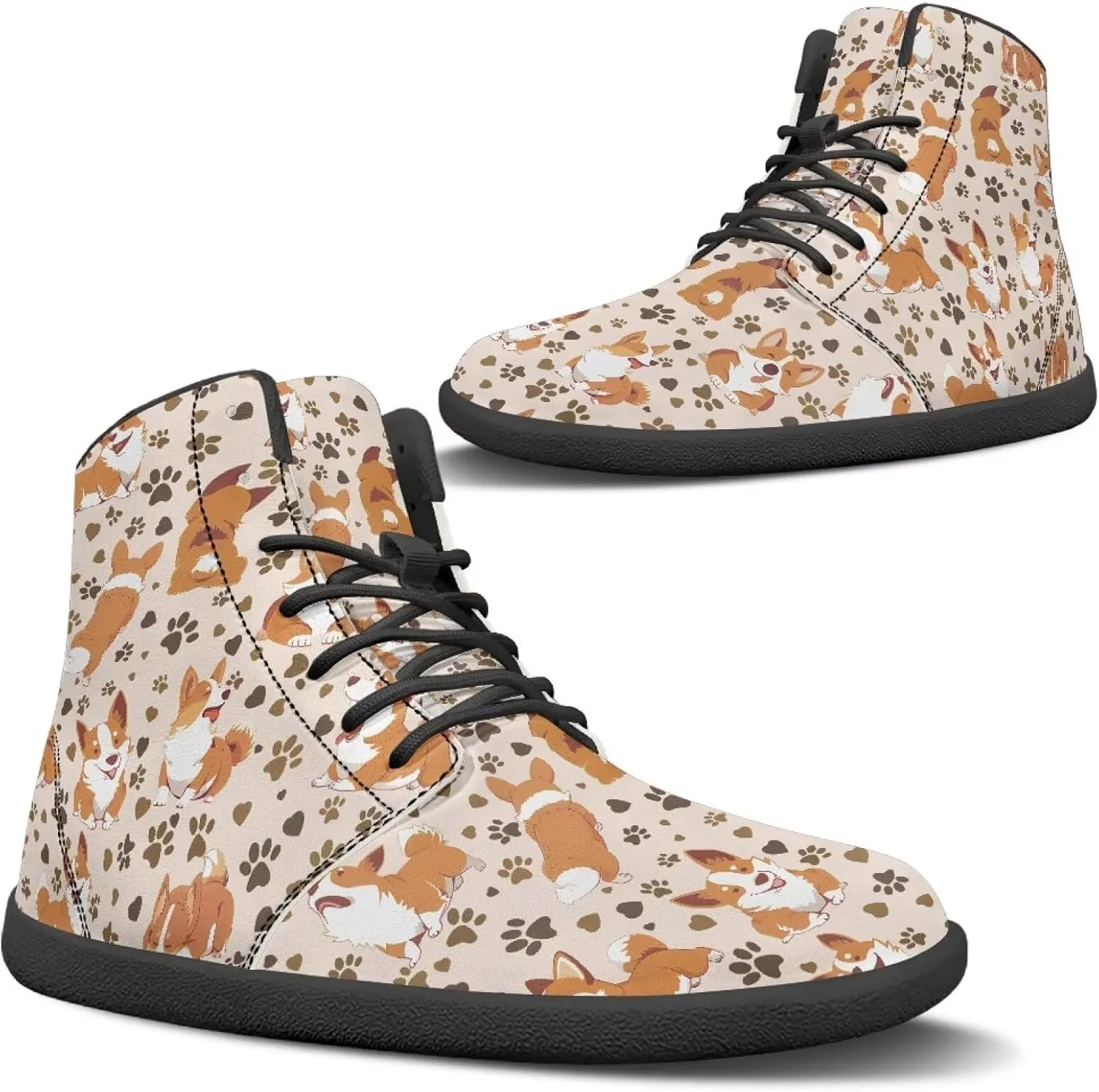 Women Men Running Shoes High Top Barefoot Sneakers Leather