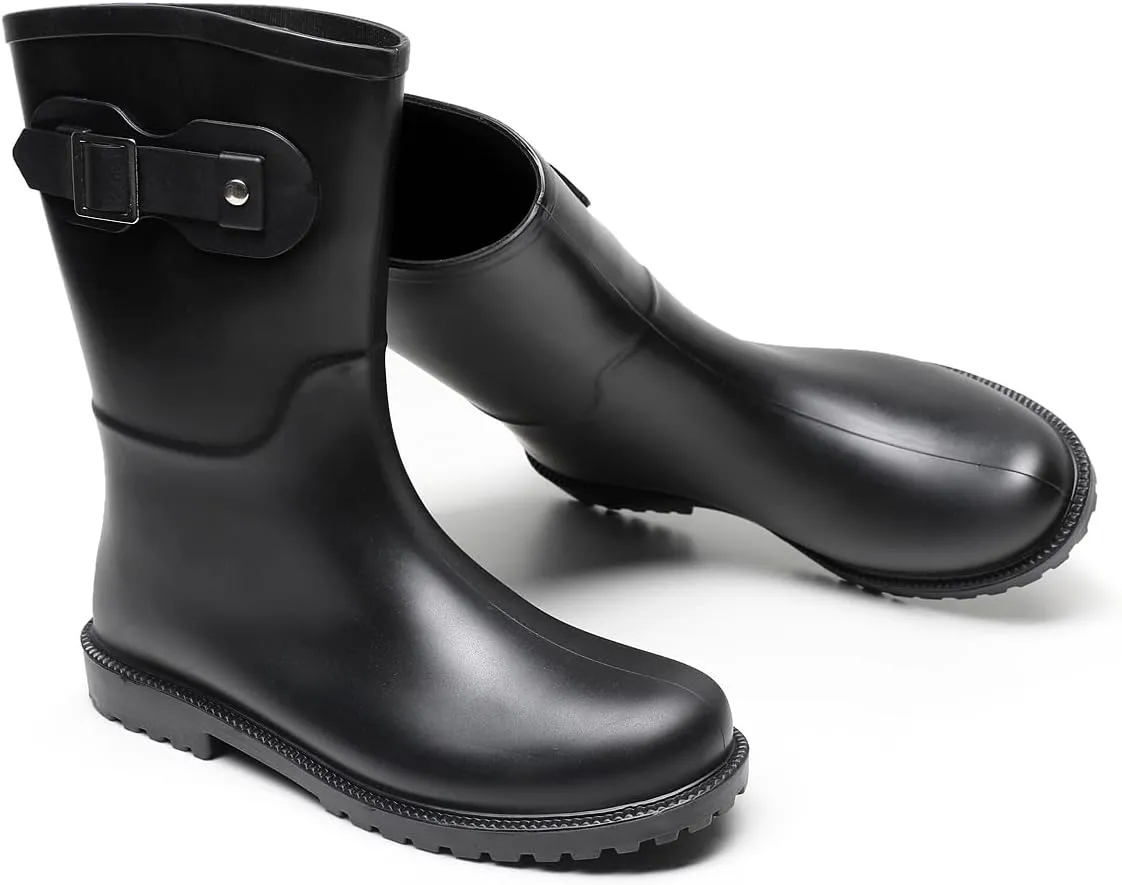women mid calf rain boots Waterproof Garden Shoes Anti-Slipping Fashion Rubber Out Work rain Shoes