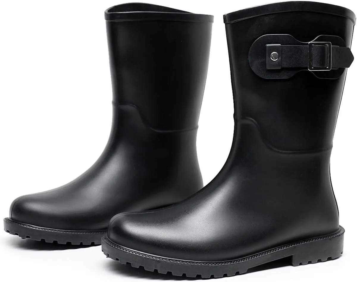 women mid calf rain boots Waterproof Garden Shoes Anti-Slipping Fashion Rubber Out Work rain Shoes