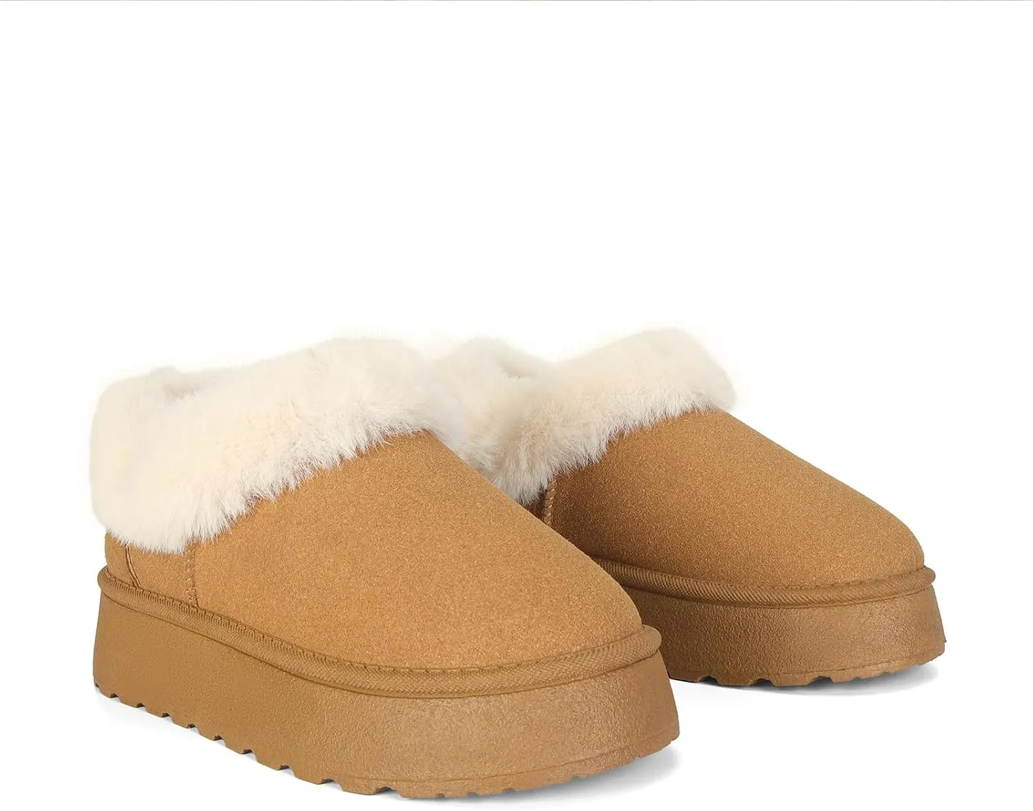 Women Platform Snow Boots Fuzzy Slippers Fluffy Mini Boots House Slippers Clogs Indoor Outdoor