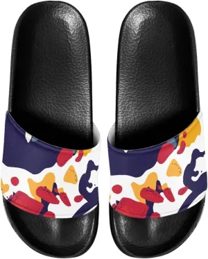 Women Sandals Slides Non-Slip Slippers Casual Black Sole Summer Shoes for College Dorm Gym Beach