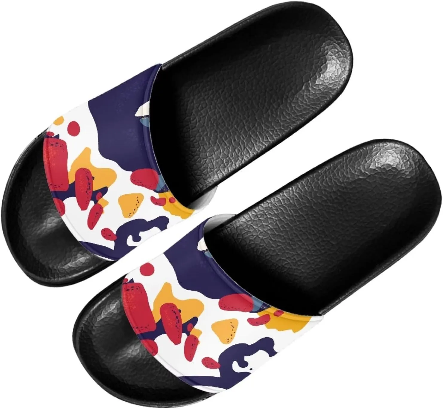 Women Sandals Slides Non-Slip Slippers Casual Black Sole Summer Shoes for College Dorm Gym Beach