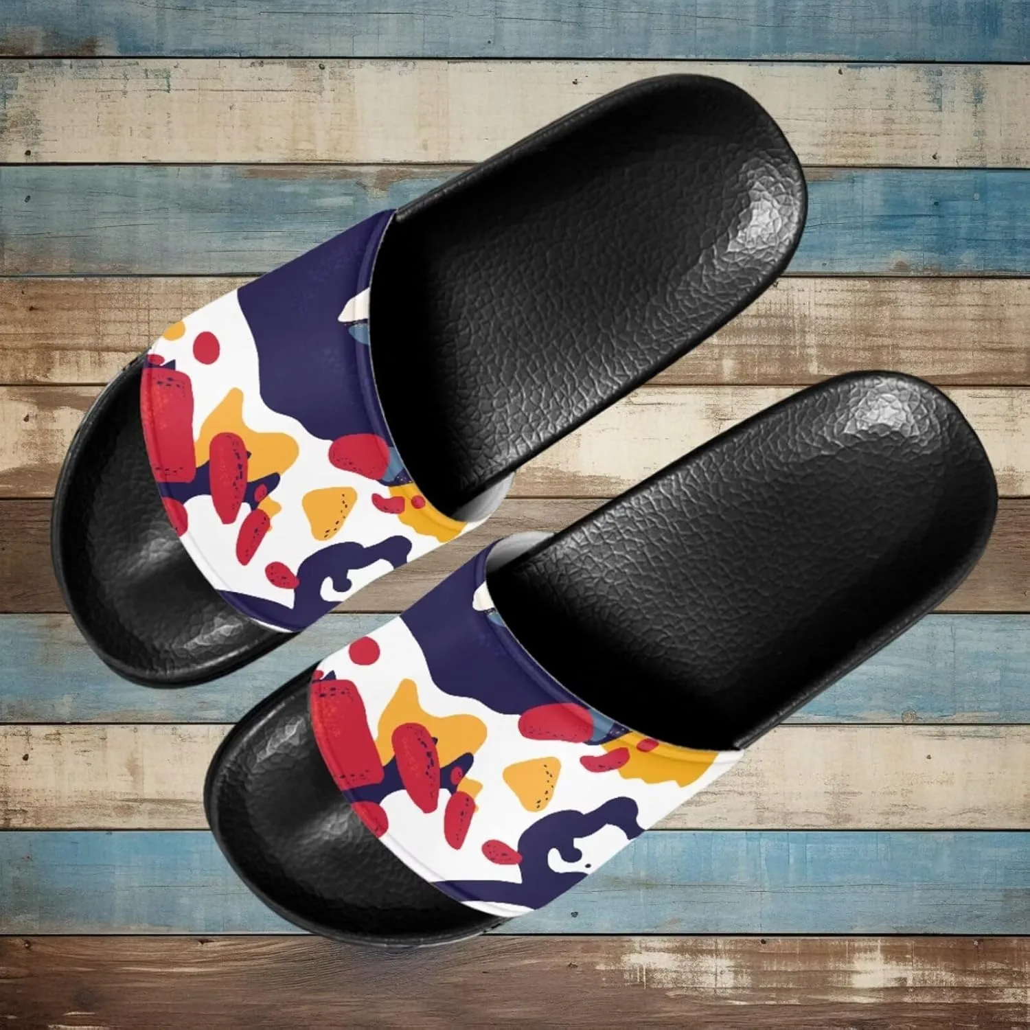 Women Sandals Slides Non-Slip Slippers Casual Black Sole Summer Shoes for College Dorm Gym Beach