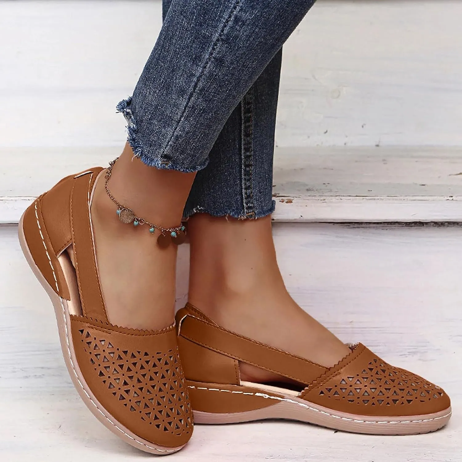 Women Shoes Fashionable And Comfortable Wedge Heeled Thick Soled Sandals Bare Boots Low Heel Sandals for Women Bling
