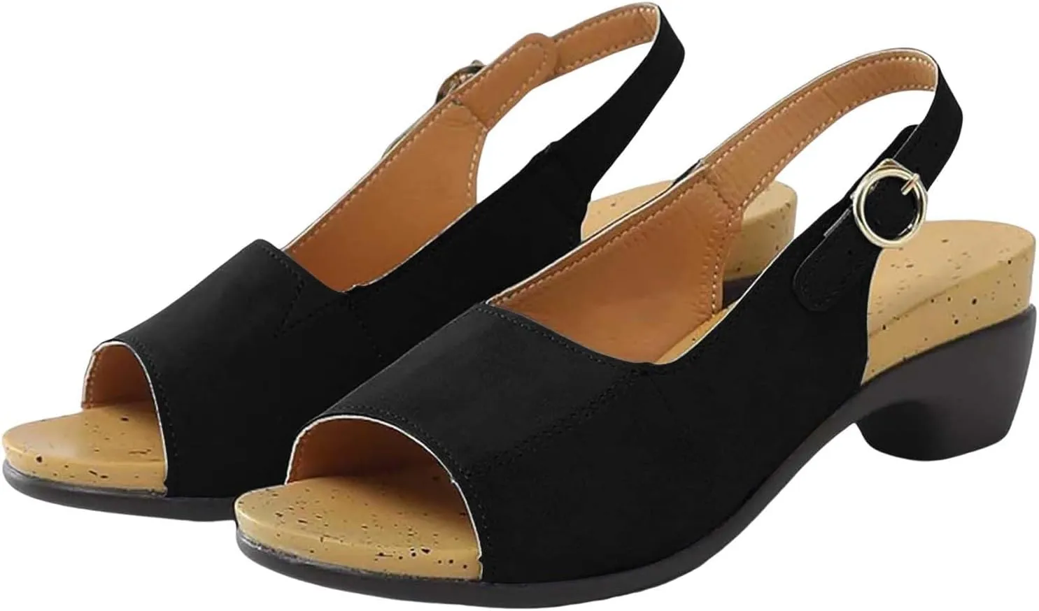 Women Square Toe Sandals Open Toe Strappy Heels Chunky Block Heel Ankle Strap Party Shoes