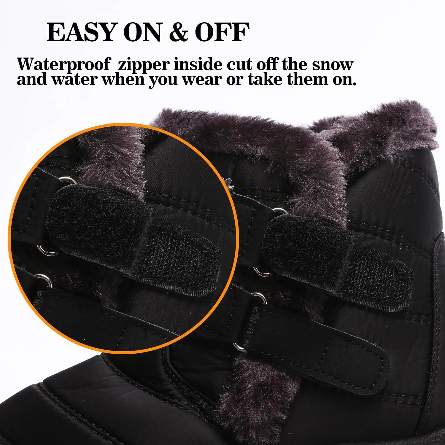 Womens Ankle Boots Warm Fur Lining Waterproof Outdoor Slip-on Winter Snow Booties