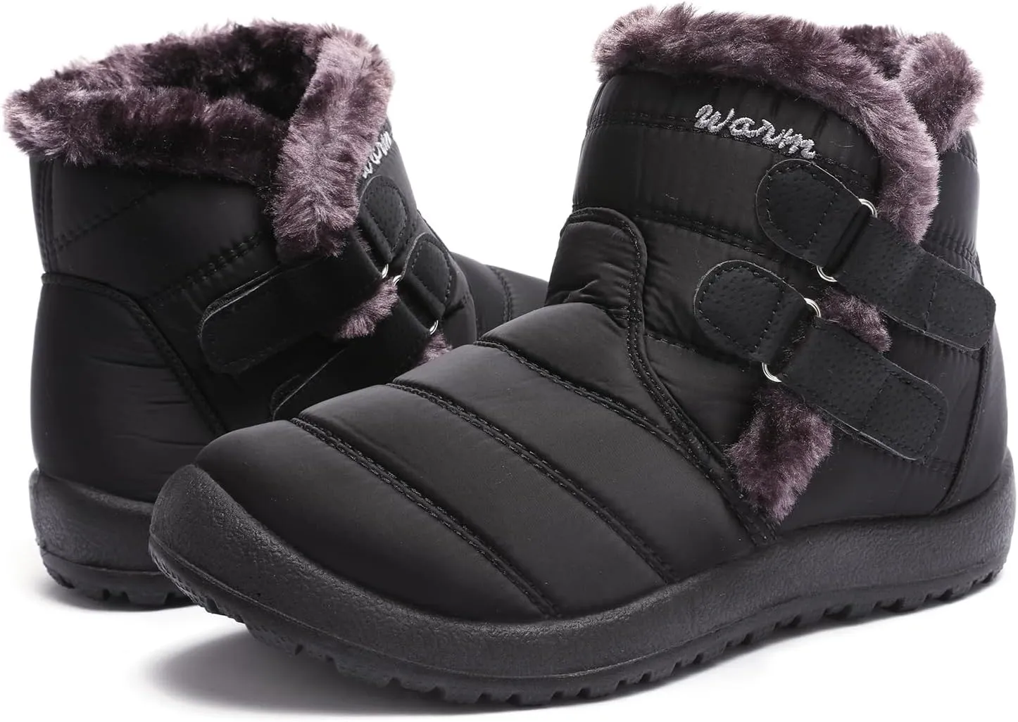 Womens Ankle Boots Warm Fur Lining Waterproof Outdoor Slip-on Winter Snow Booties