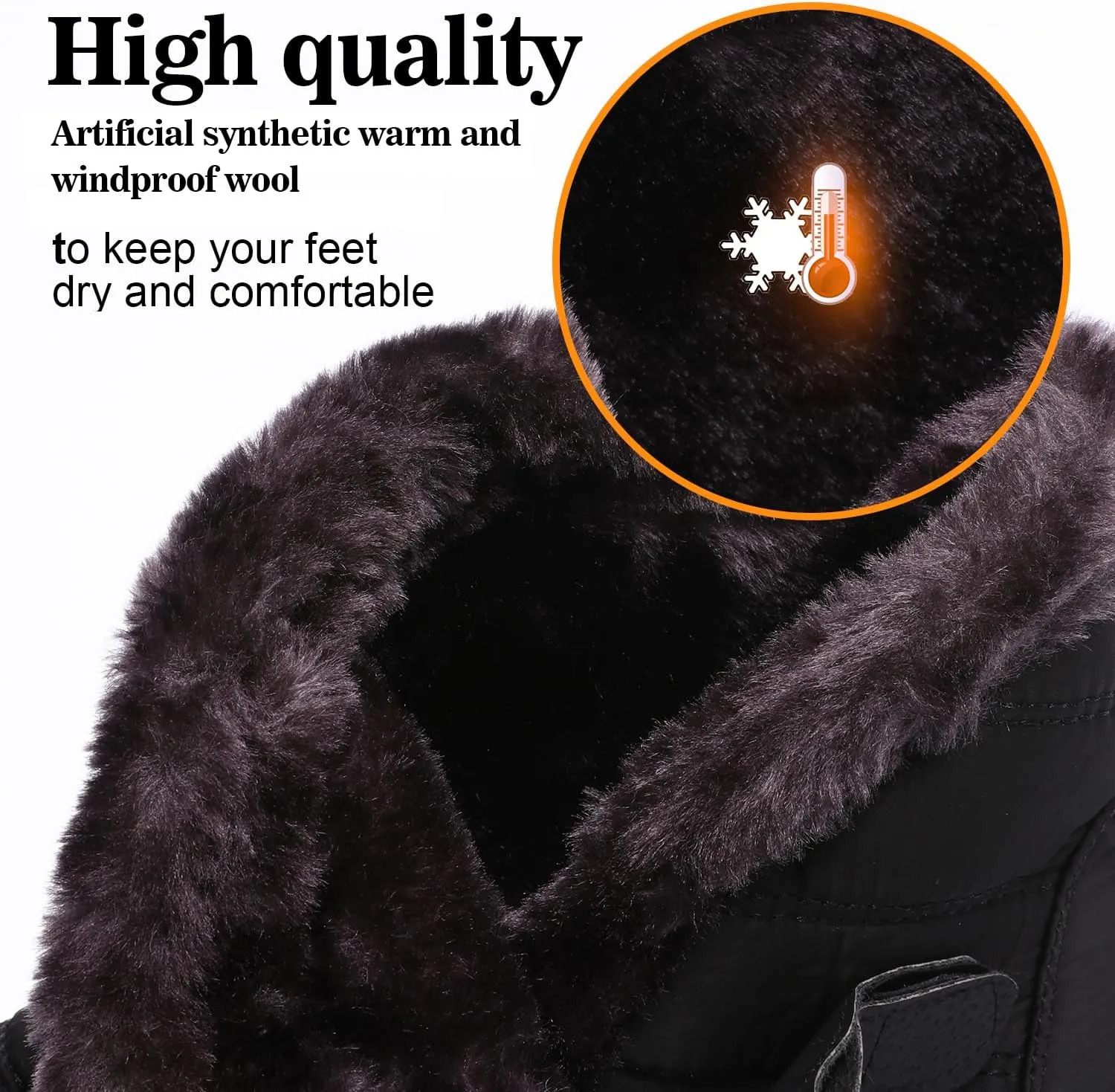Womens Ankle Boots Warm Fur Lining Waterproof Outdoor Slip-on Winter Snow Booties