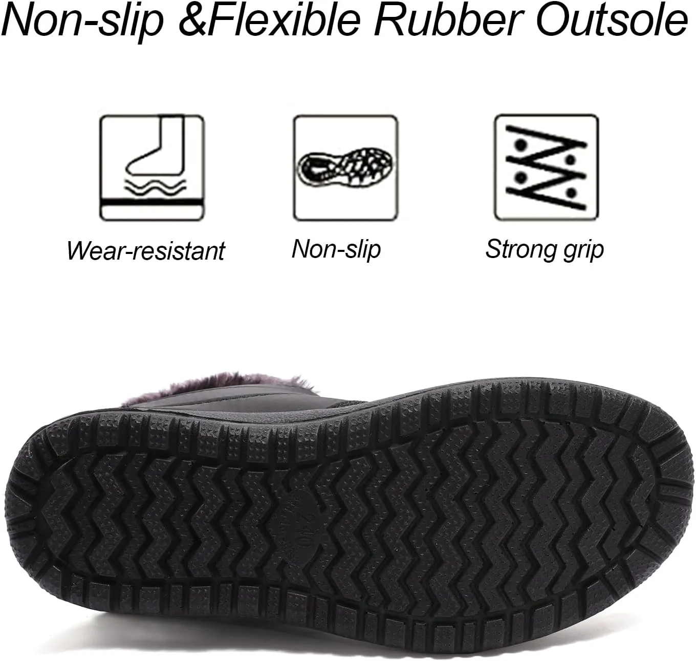 Womens Ankle Boots Warm Fur Lining Waterproof Outdoor Slip-on Winter Snow Booties