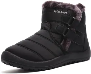 Womens Ankle Boots Warm Fur Lining Waterproof Outdoor Slip-on Winter Snow Booties