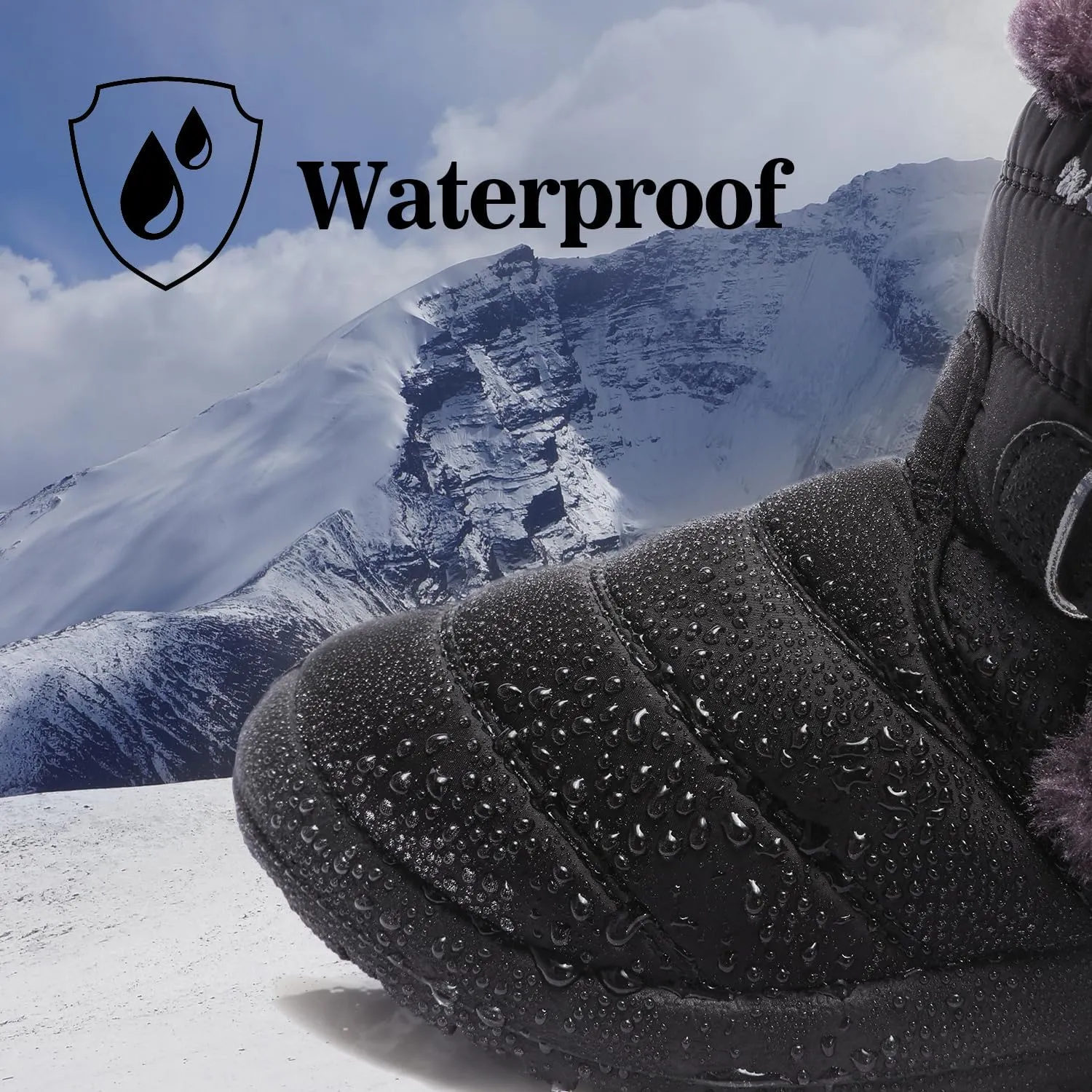 Womens Ankle Boots Warm Fur Lining Waterproof Outdoor Slip-on Winter Snow Booties