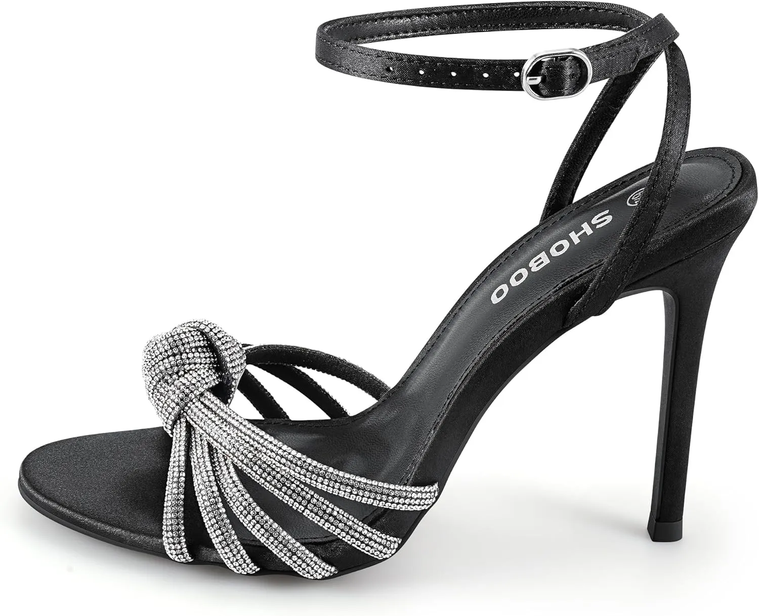 Women's Ankle Strap High Heels Open Toe Stiletto Bow Tie Knot Heeled Sandals Wedding Dress Pump Shoes