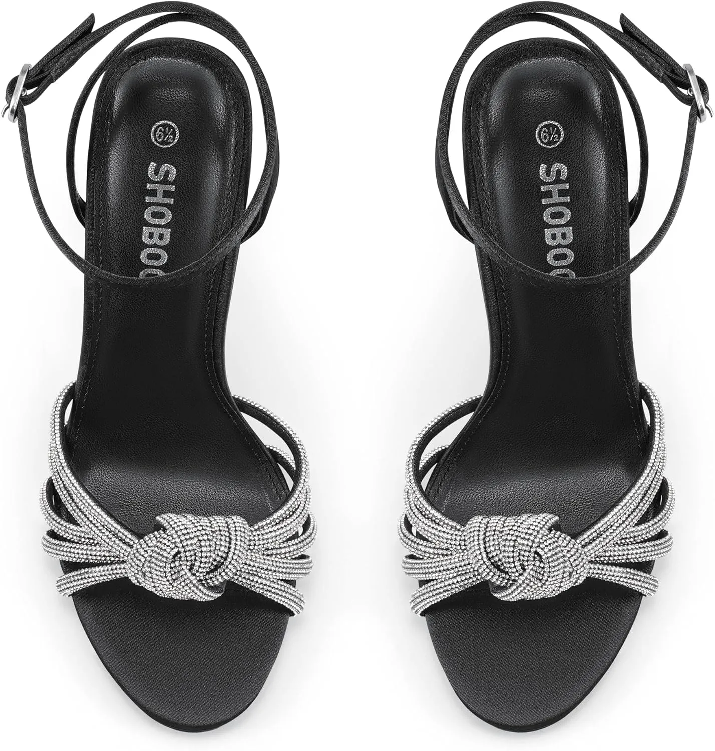 Women's Ankle Strap High Heels Open Toe Stiletto Bow Tie Knot Heeled Sandals Wedding Dress Pump Shoes