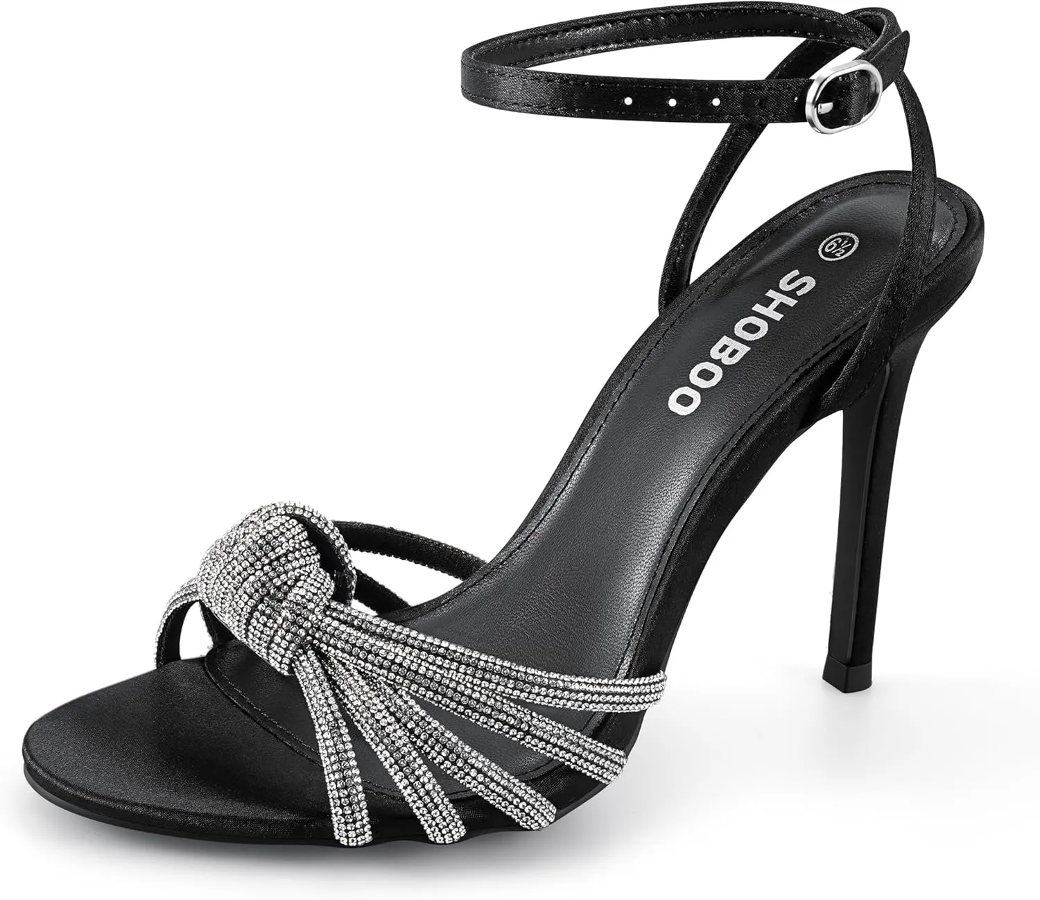 Women's Ankle Strap High Heels Open Toe Stiletto Bow Tie Knot Heeled Sandals Wedding Dress Pump Shoes