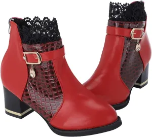 Women's Chunky Platform High Heel Boots Lace Up Gothic Ankle Booties Block Heel Buckle Punk Shoes with Lace