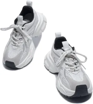 Womens Chunky Sneakers, Fashion Comfortable Round-Toe Sneakers for Women, Leather Lace Up Casual Platform Shoes, Comfortable Tennis Runnig Shoes