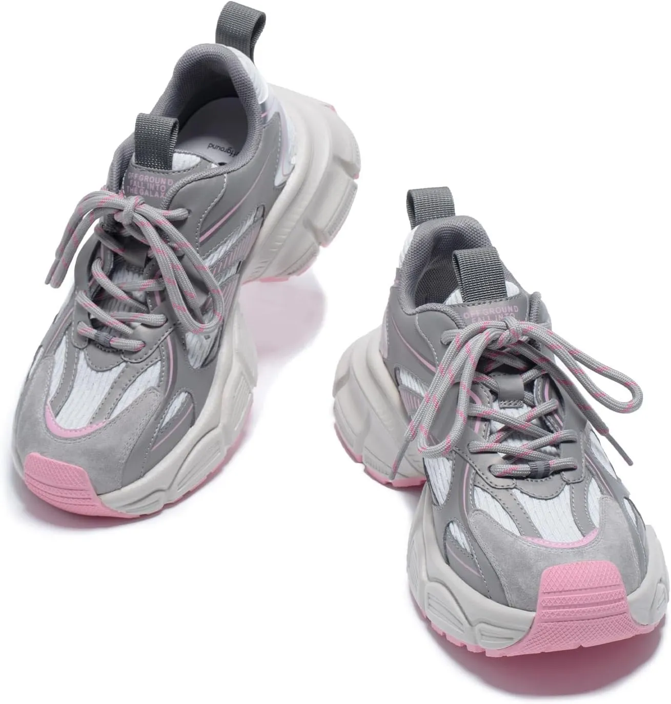 Womens Chunky Sneakers, Fashion Comfortable Round-Toe Sneakers for Women, Leather Lace Up Casual Platform Shoes, Comfortable Tennis Runnig Shoes