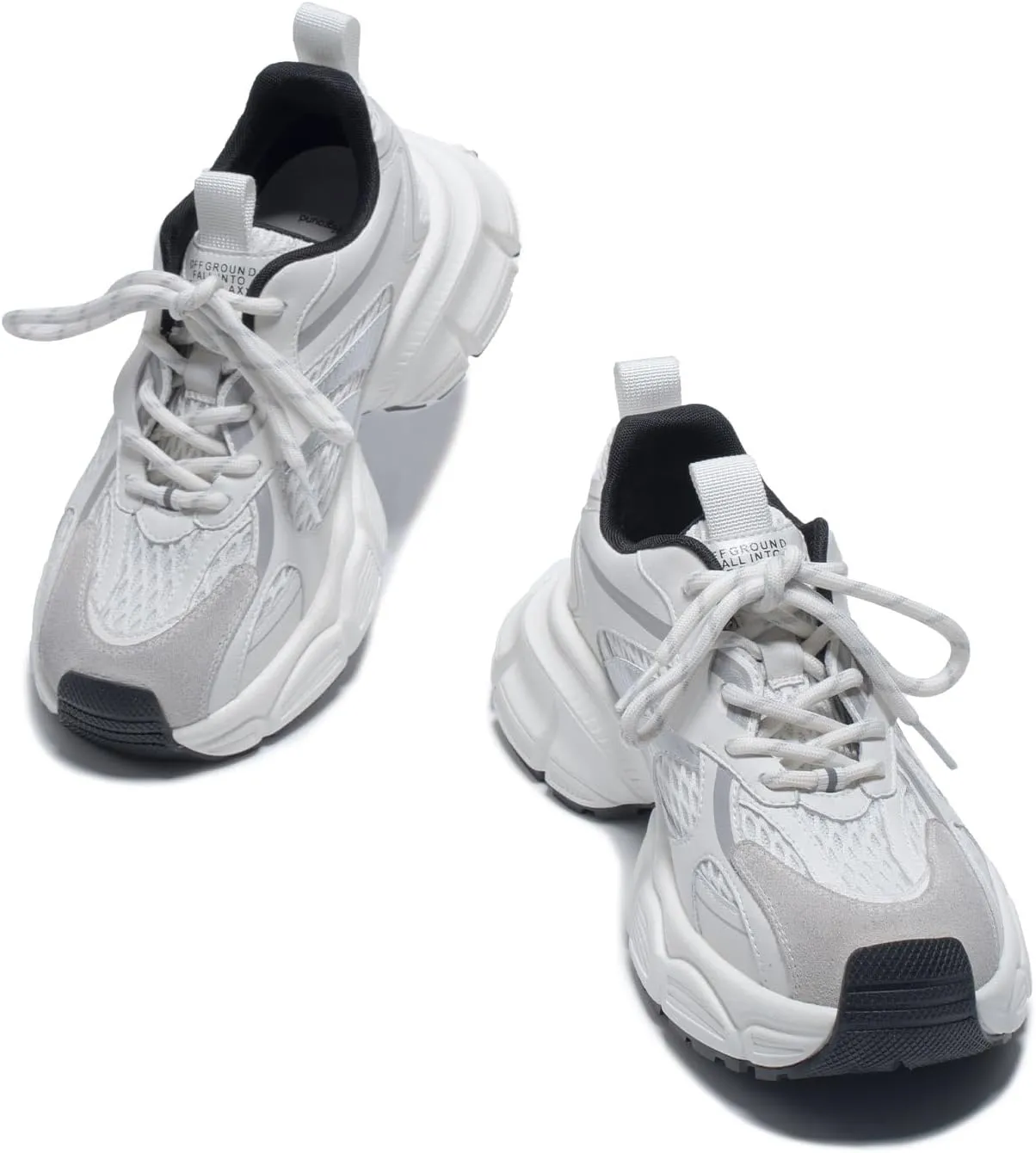 Womens Chunky Sneakers, Fashion Comfortable Round-Toe Sneakers for Women, Leather Lace Up Casual Platform Shoes, Comfortable Tennis Runnig Shoes