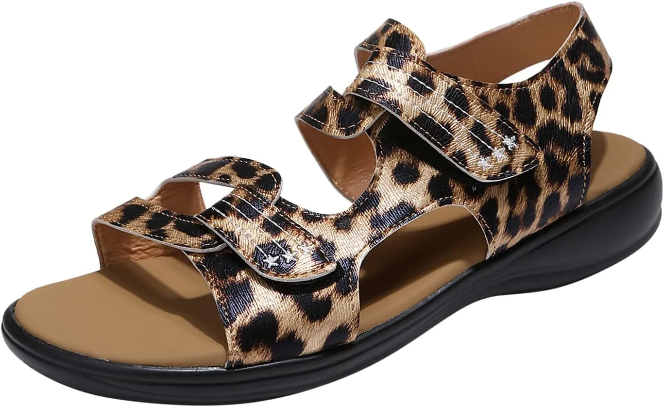 Women’s Classic Buckle Strap Sandals with Soft Sole Summer Sport Flat Sandal Hollow Out Shoes for Everyday Wear