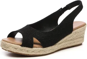 Women's Classic Comfort Open Toe Cross Espadrilles Wedge Sandals