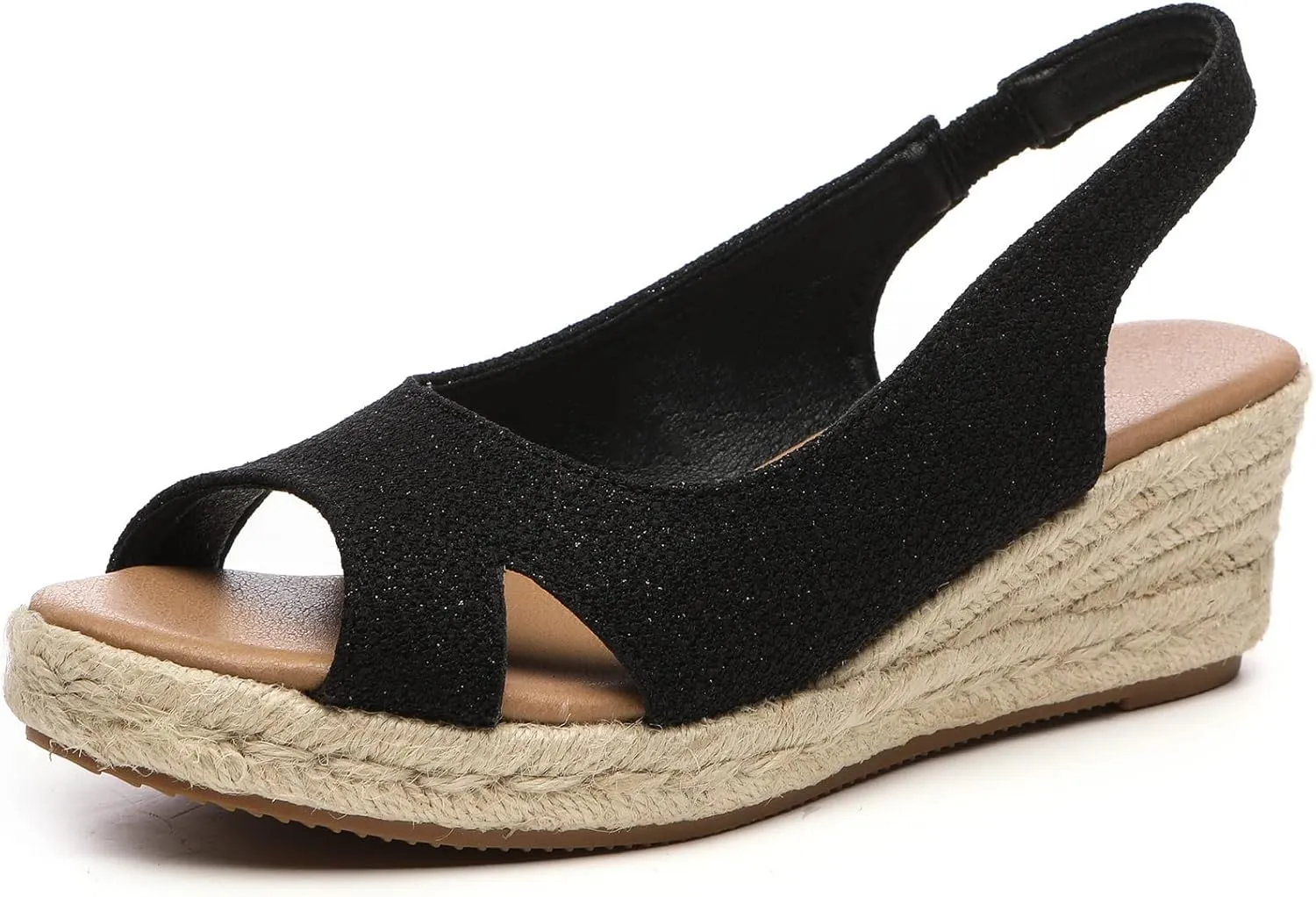 Women's Classic Comfort Open Toe Cross Espadrilles Wedge Sandals