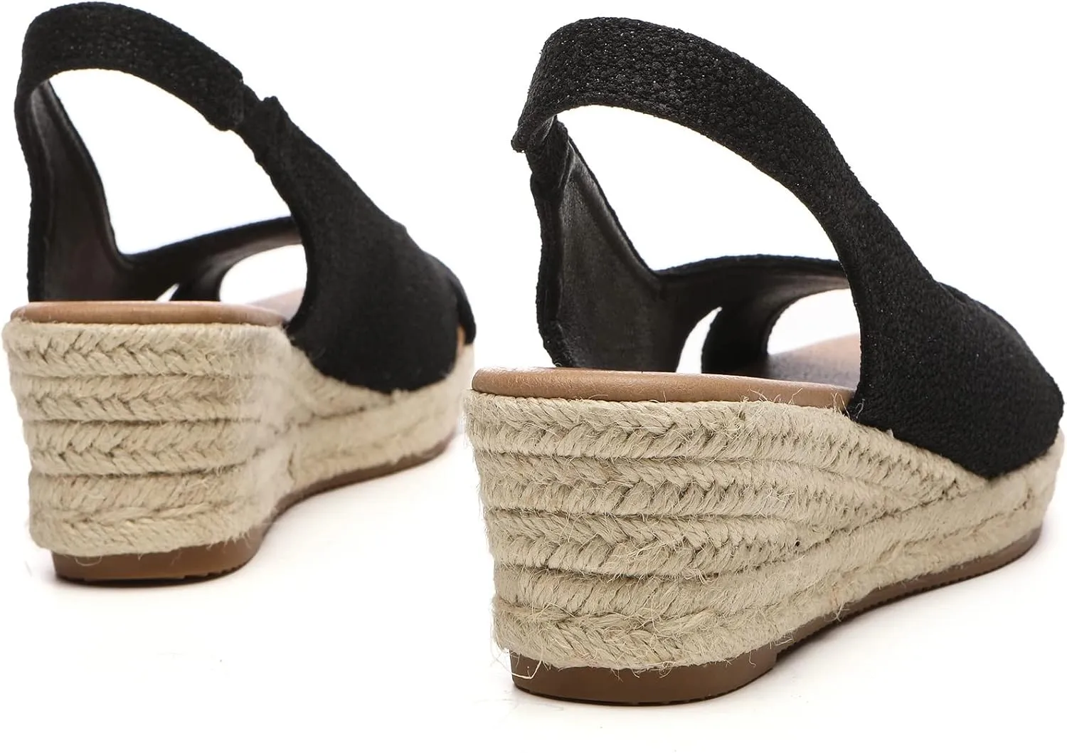 Women's Classic Comfort Open Toe Cross Espadrilles Wedge Sandals