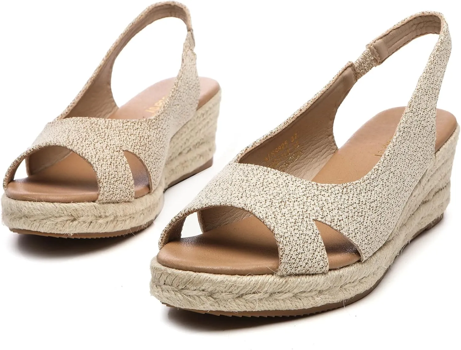Women's Classic Comfort Open Toe Cross Espadrilles Wedge Sandals