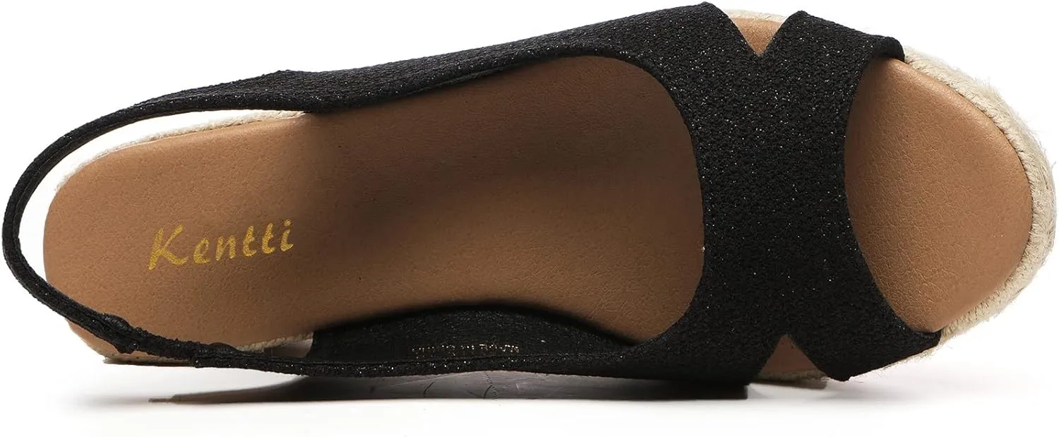 Women's Classic Comfort Open Toe Cross Espadrilles Wedge Sandals