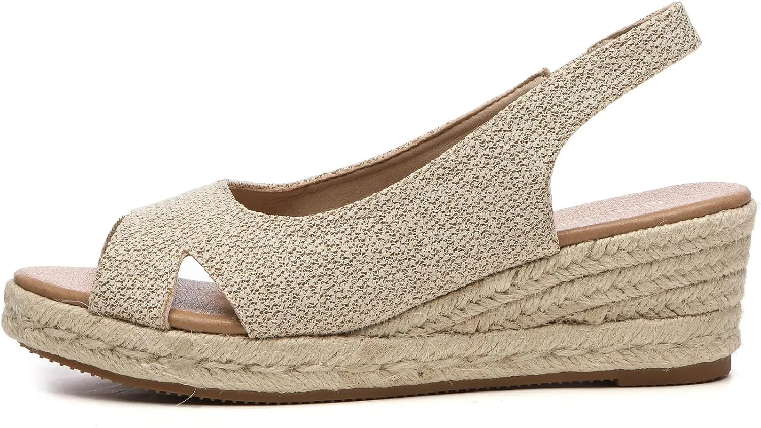 Women's Classic Comfort Open Toe Cross Espadrilles Wedge Sandals
