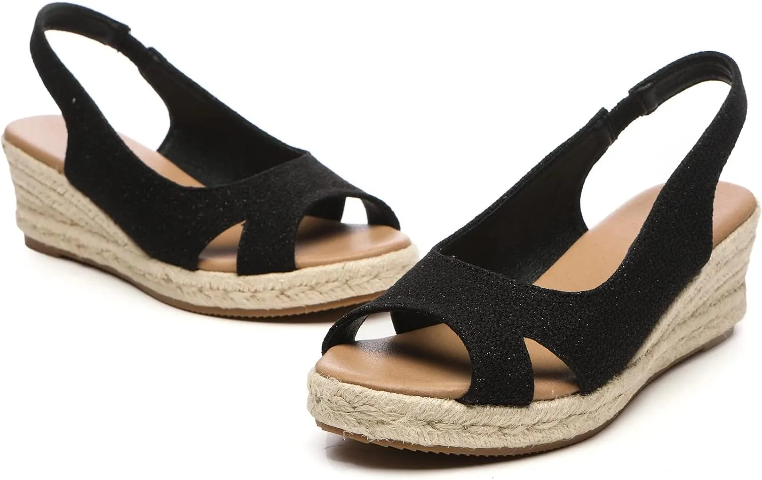 Women's Classic Comfort Open Toe Cross Espadrilles Wedge Sandals