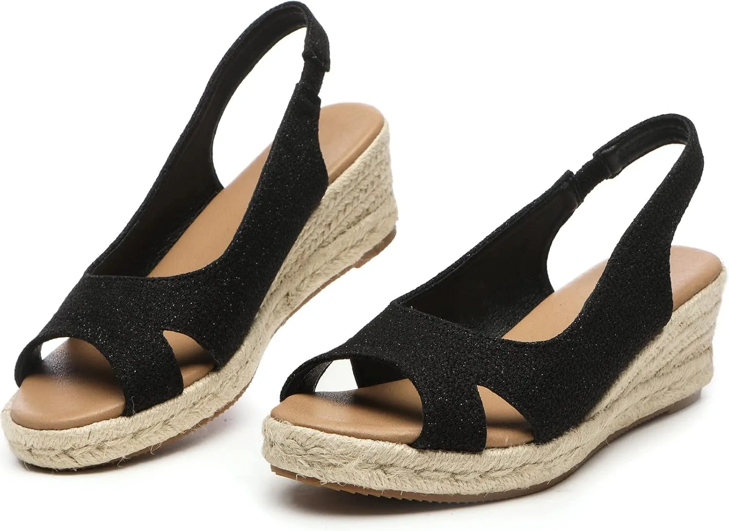 Women's Classic Comfort Open Toe Cross Espadrilles Wedge Sandals