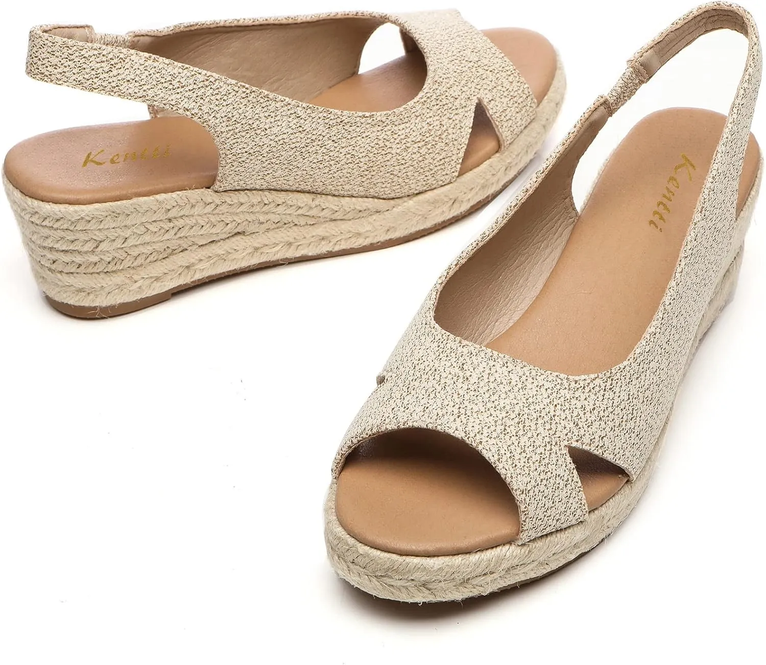 Women's Classic Comfort Open Toe Cross Espadrilles Wedge Sandals
