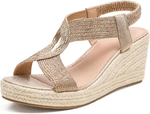 Women's Comfortable Wedges Heel Exposed Sandals, Bohemia Beach Sandals, Summer Lightweight Cross Strap Casual Sandals