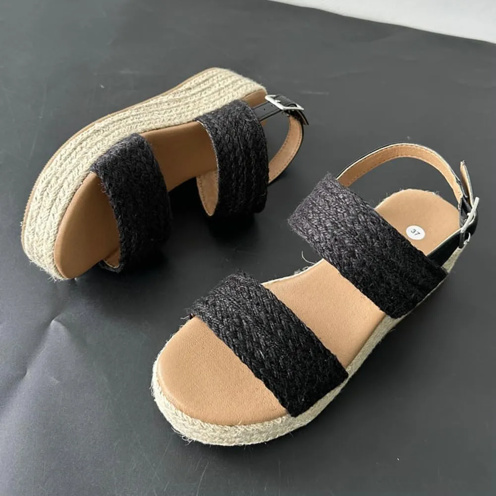Women's Espadrille Platform Sandal with Adjustable buckle Wedges Slides Beach Summer Sandals 2025
